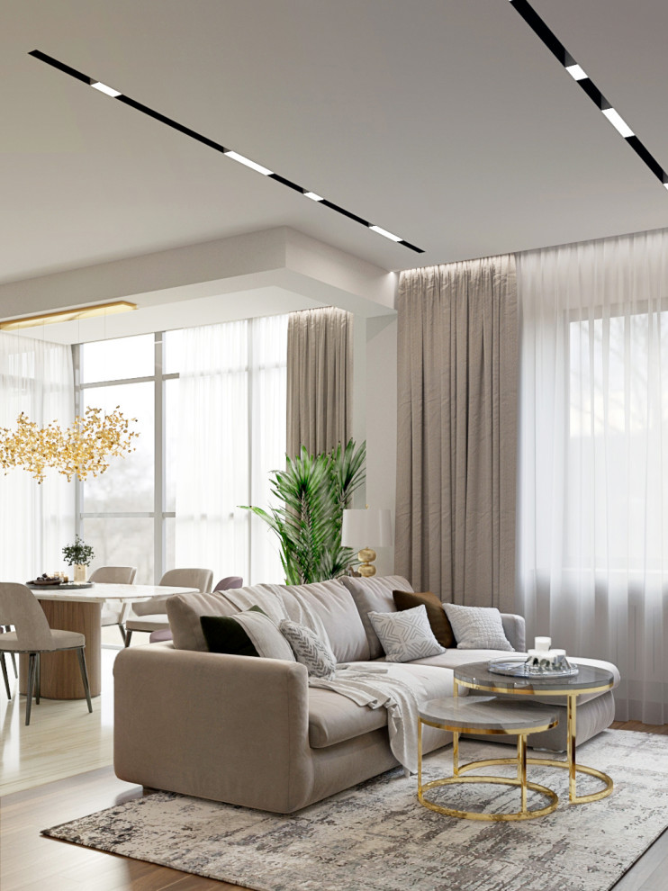 Современная городская квартира с панорамным остеклением в стиле ар-деко