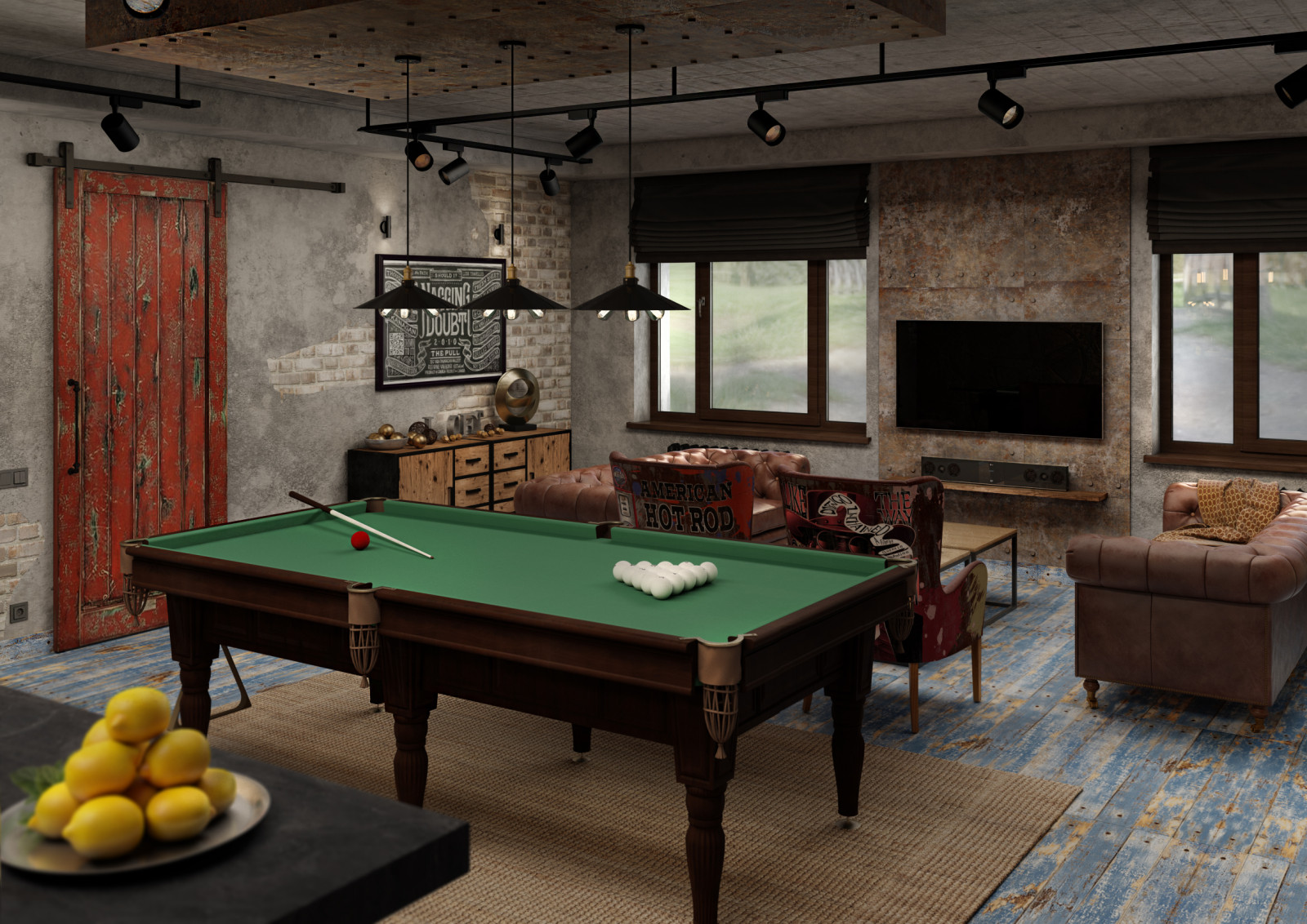 БИЛЛИАРДНАЯ В СТИЛЕ LOFT.