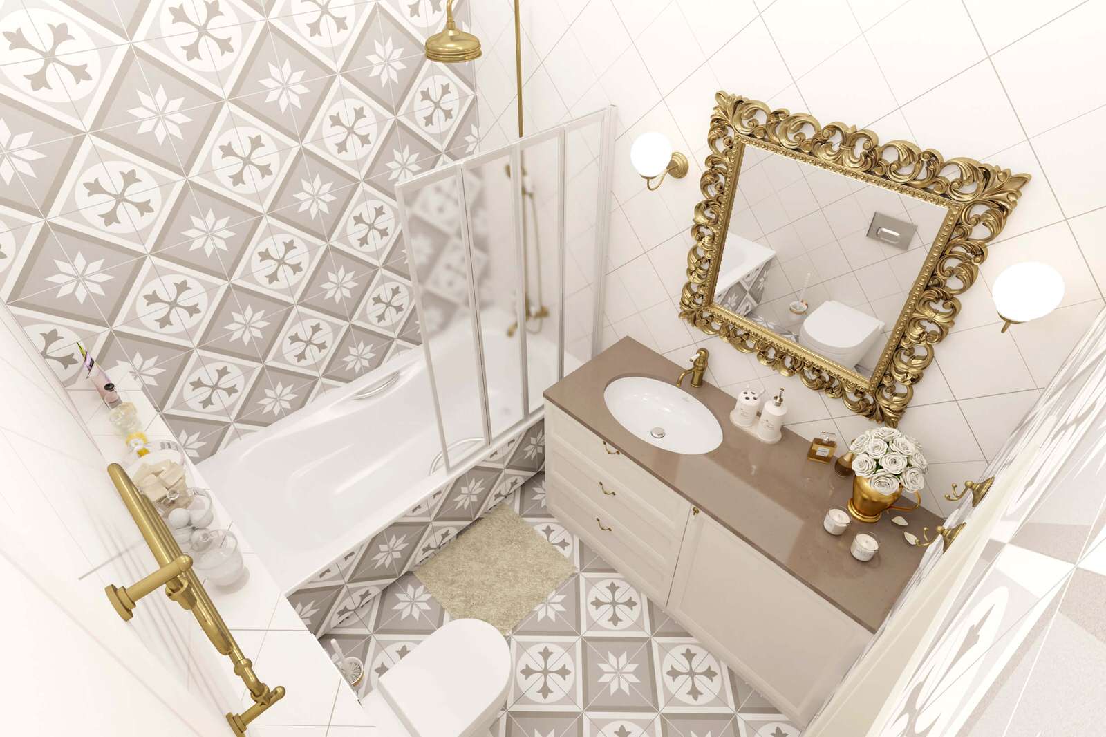 Двухкомнатная квартира 61м2 в ЖК "Соколиный форт" в стиле неоклассика