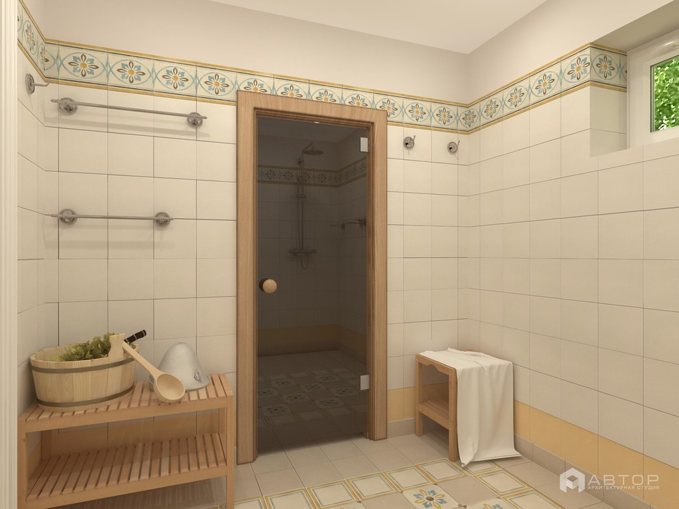 Одноэтажный загородный дом с баней