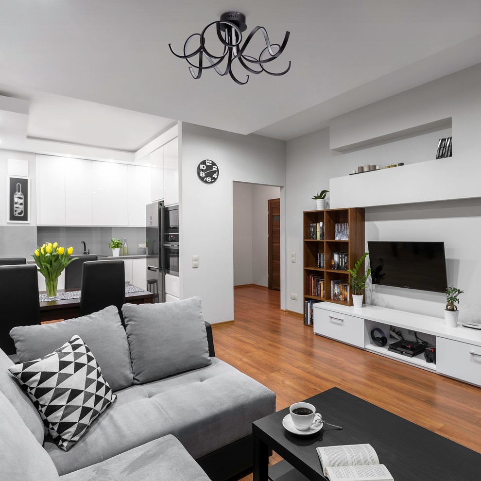 Черно-белая гостиная в скандинавском стиле