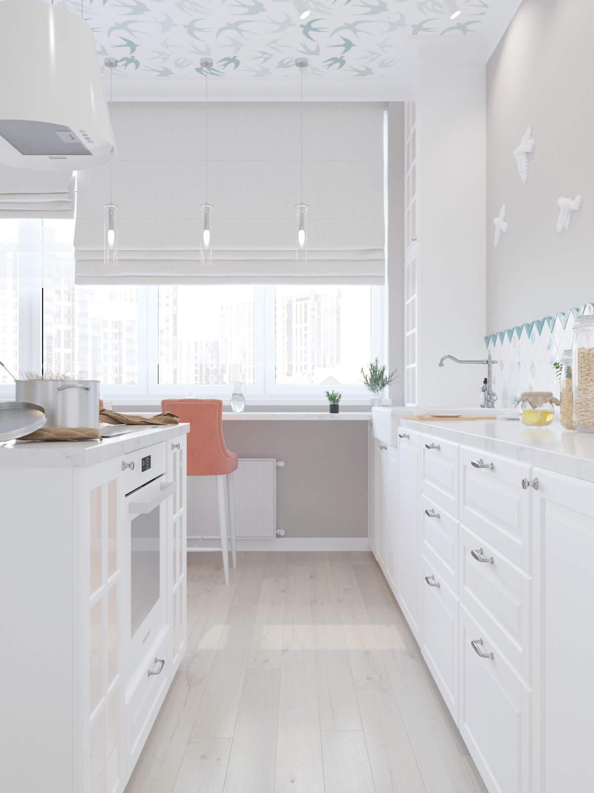 Дизайн санузла и кухни-гостиной