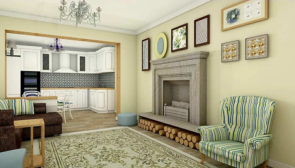 Кухня-гостиная в прованском стиле