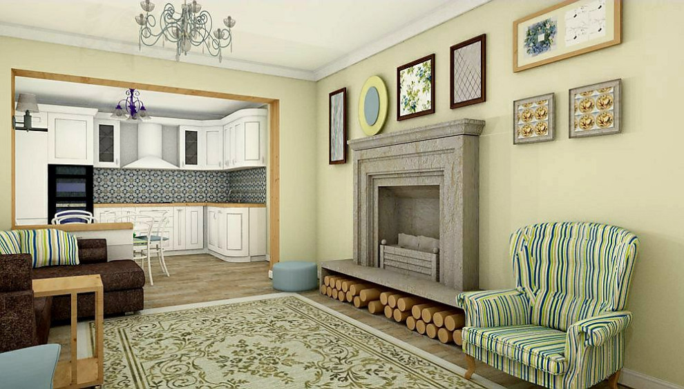 Кухня-гостиная в прованском стиле