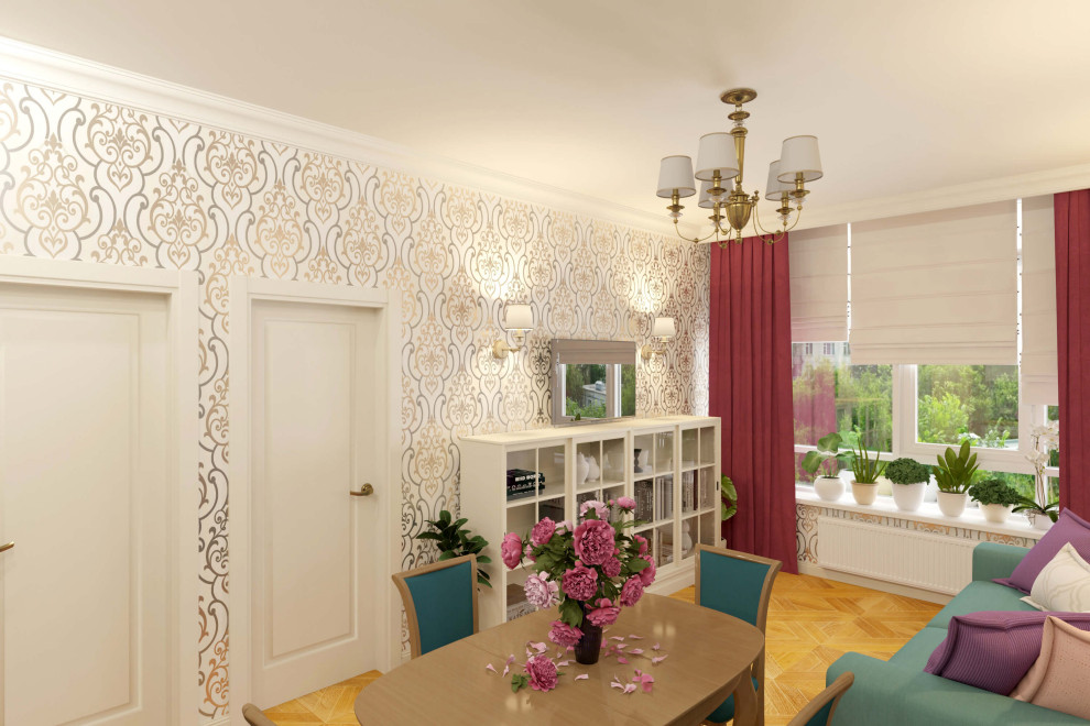 Двухкомнатная квартира 61м2 в ЖК "Соколиный форт" в стиле неоклассика