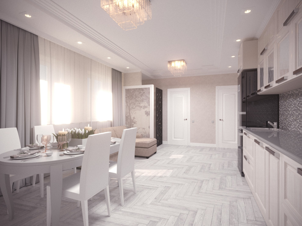 Проект кухни-студии в стиле арт-деко