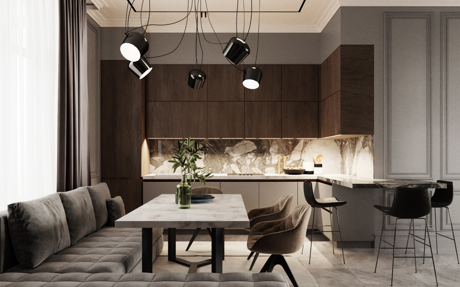 Интерьер апартаментов 200 кв.м