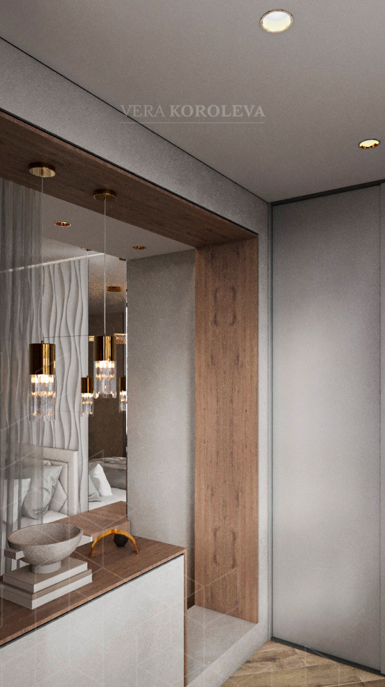 Дизайн-проект двухкомнатной квартиры с золотыми акцентами в ЖК "Q-Мир"