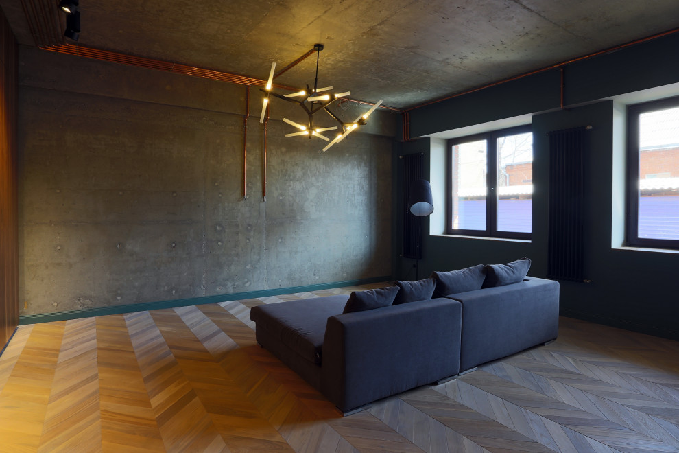 Дубовый паркет "французская елочка" под белым маслом в стиле лофт