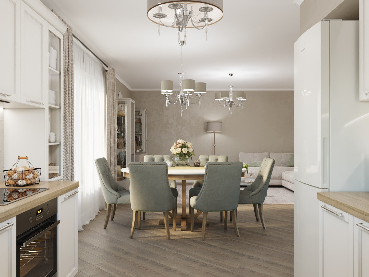 Гостиная-кухня-холл .