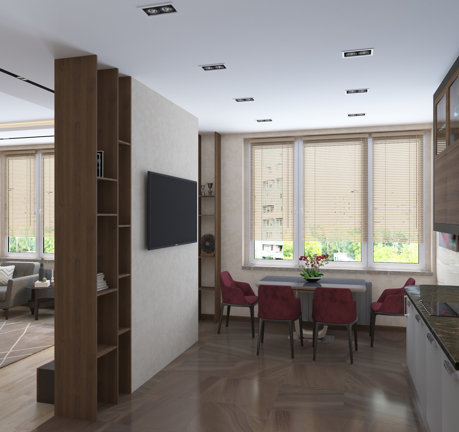 Интерьер трехкомнатной квартиры 120.26 м.кв. ЖК "Наследиее Москвы"