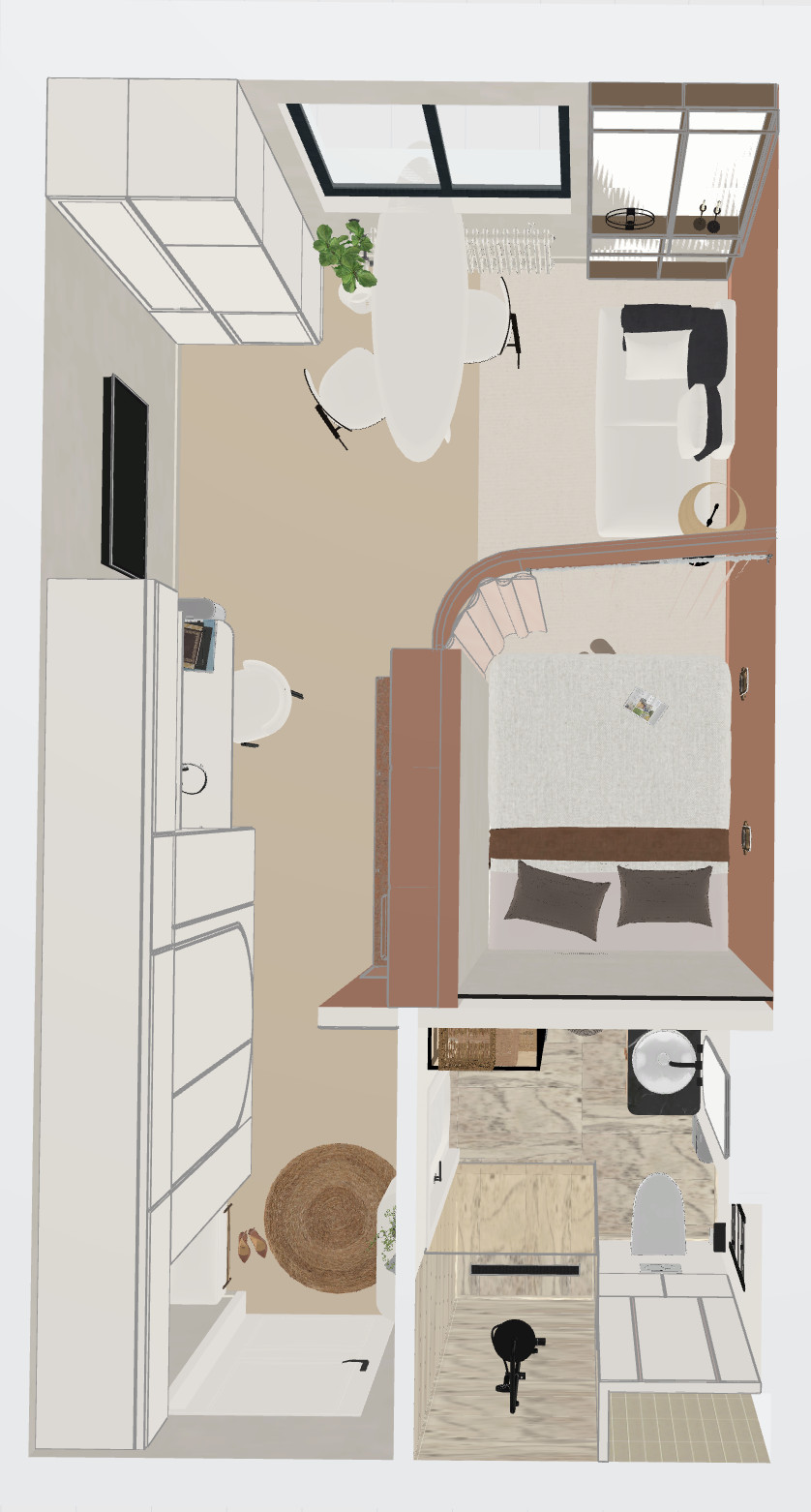 Обложка проекта: Студия 25 метров с спальней гостиной и кухней