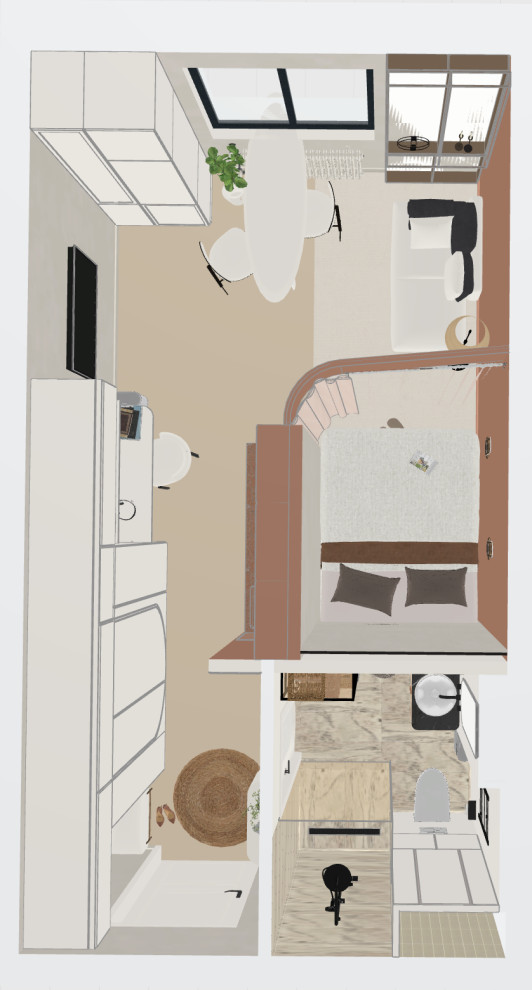 Обложка проекта: Студия 25 метров с спальней гостиной и кухней