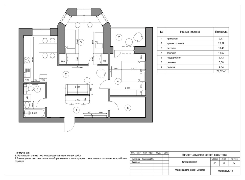 План с расстановкой мебели