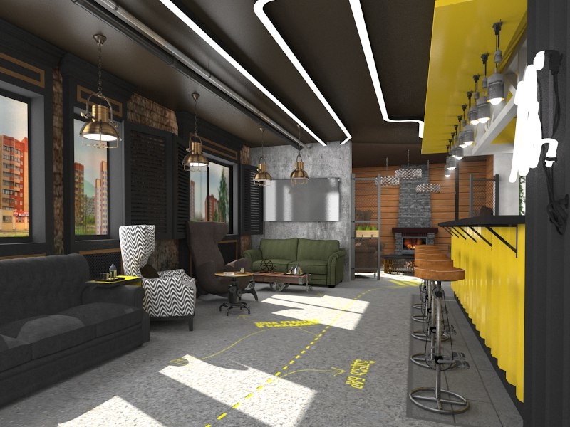 Салон "Barber Shop" Дизайн-проект интерьеров.