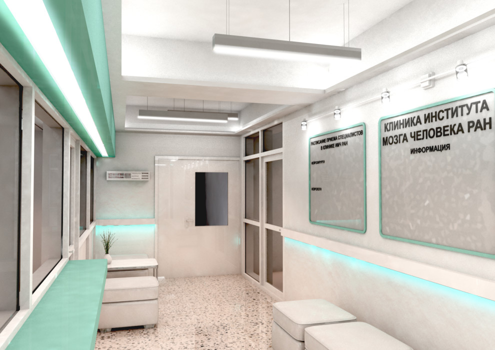 Интерьеры входных групп корпуса ЛКК -Институт мозга человека им. Н.П. Бехтеревой