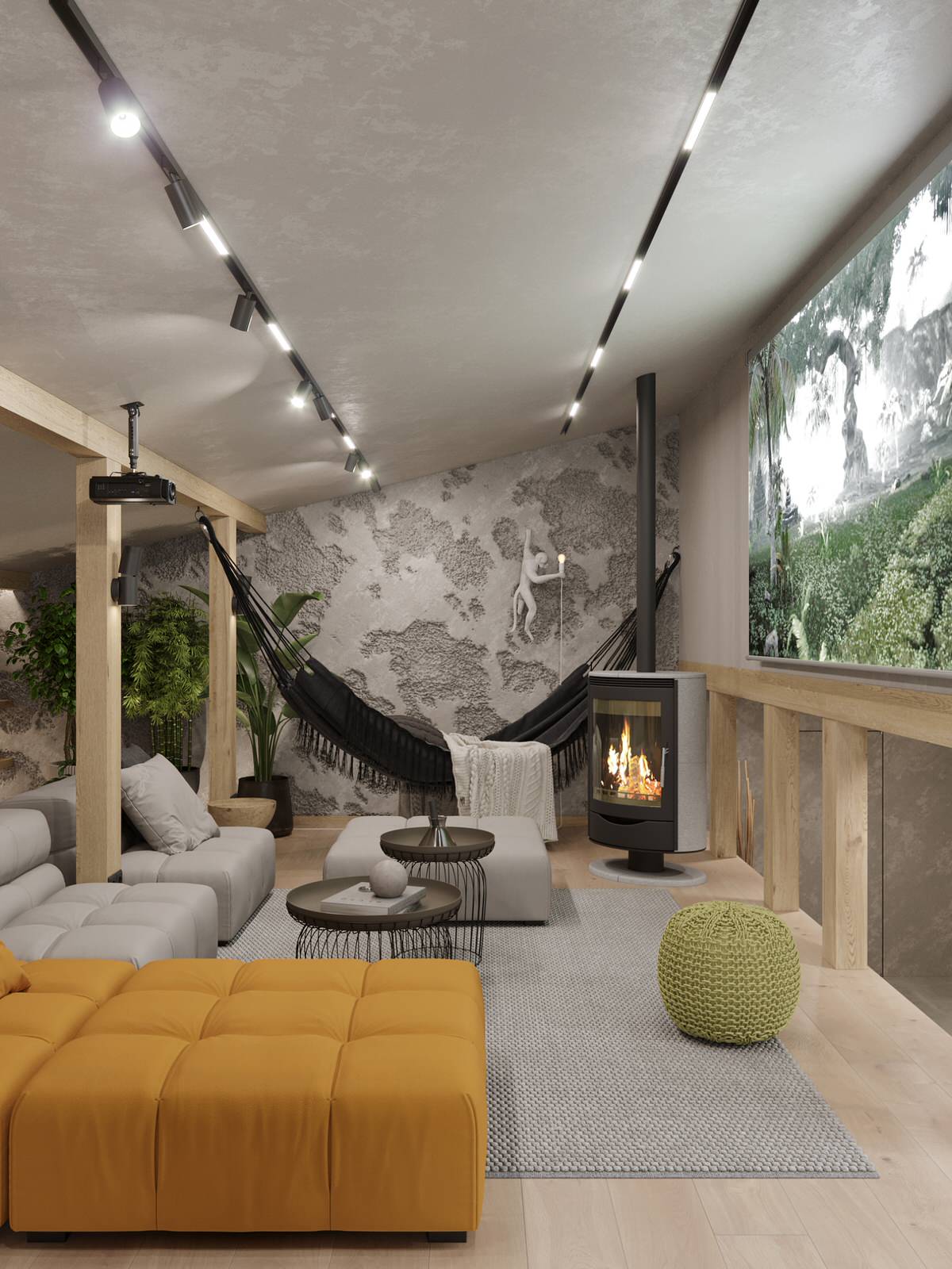 Мансарда в загородном доме, зона отдыха и массажная комната