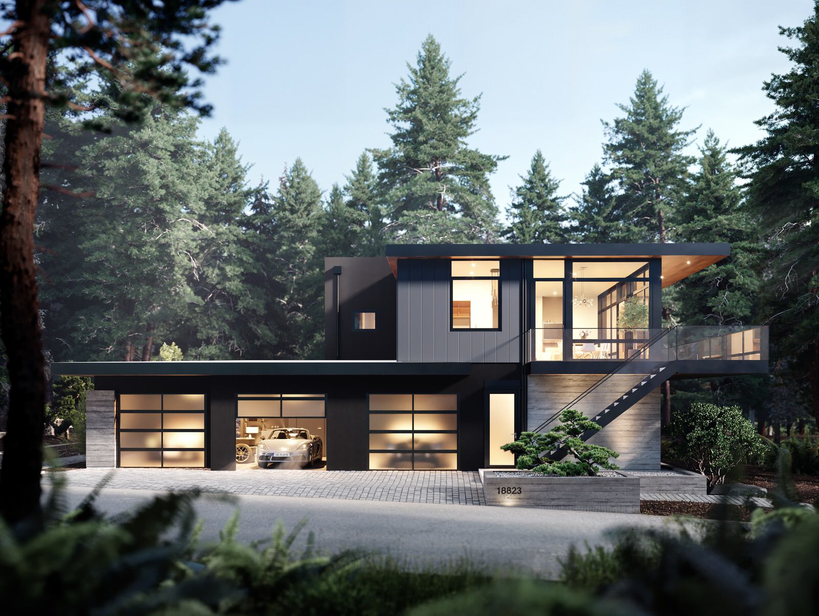 Обложка проекта: Modern House in Pine tree Forest, Edmonds