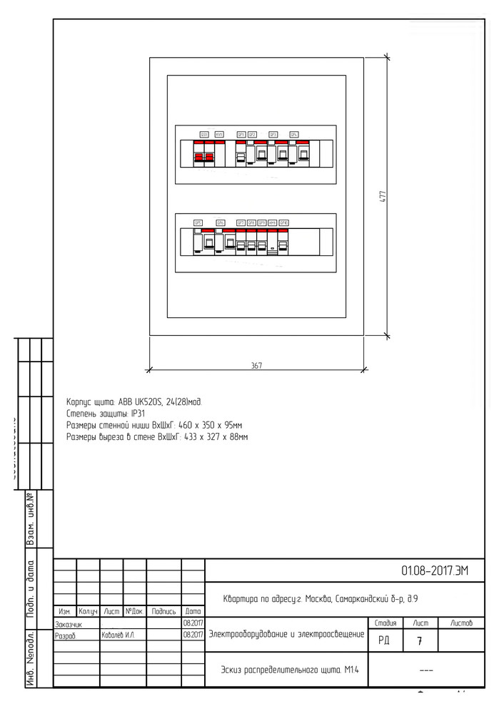 Обложка проекта: Эскиз квартирного распределительного щита