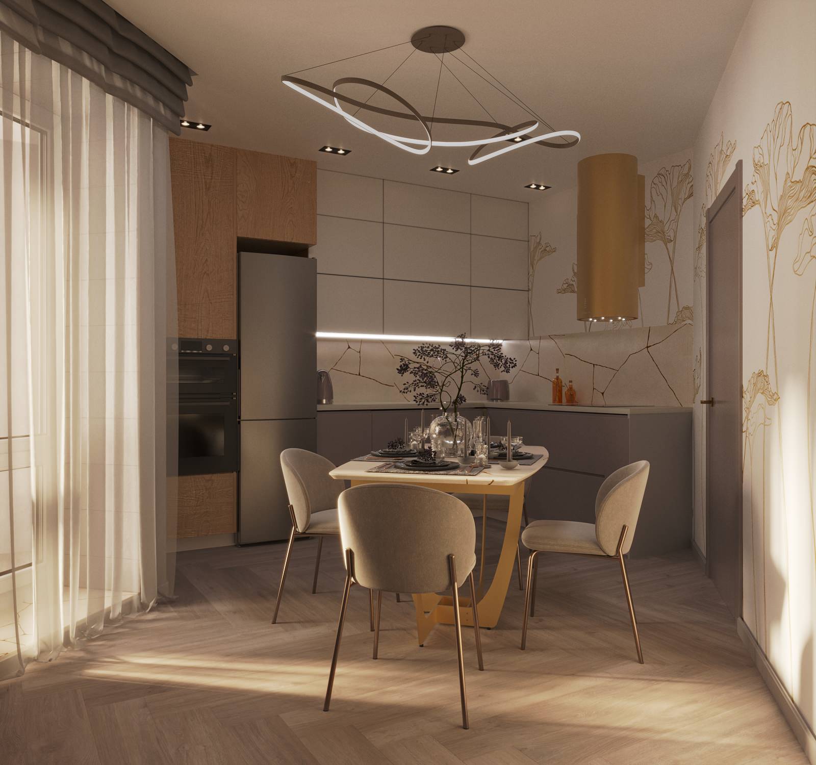 Обложка проекта: Кухня с золотыми акцентами