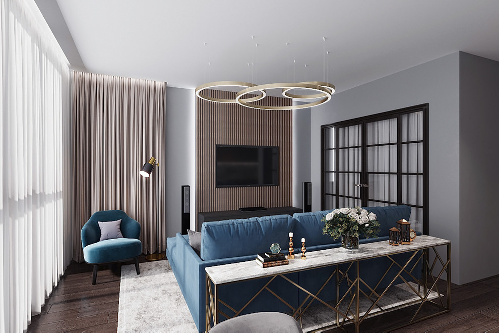 Обложка проекта: Дизайн кухни-гостиной с современном стиле