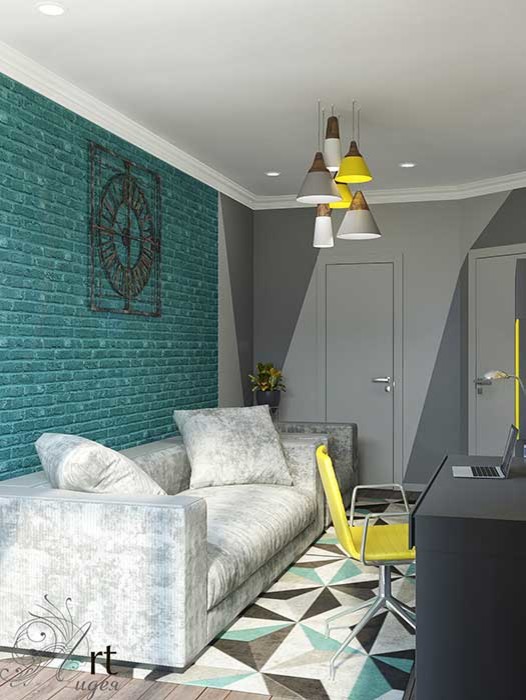 Дизайн однокомнатной квартиры для сдачи в аренду. Яркий дизайн интерьера