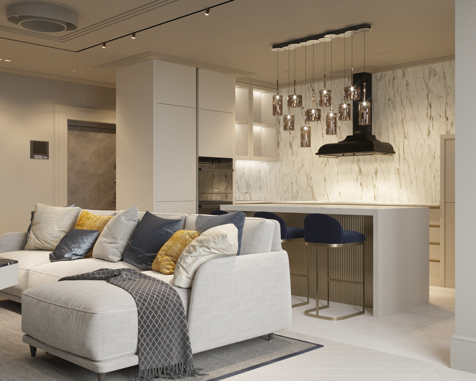 Москва, квартира 70 м2_Гостиная