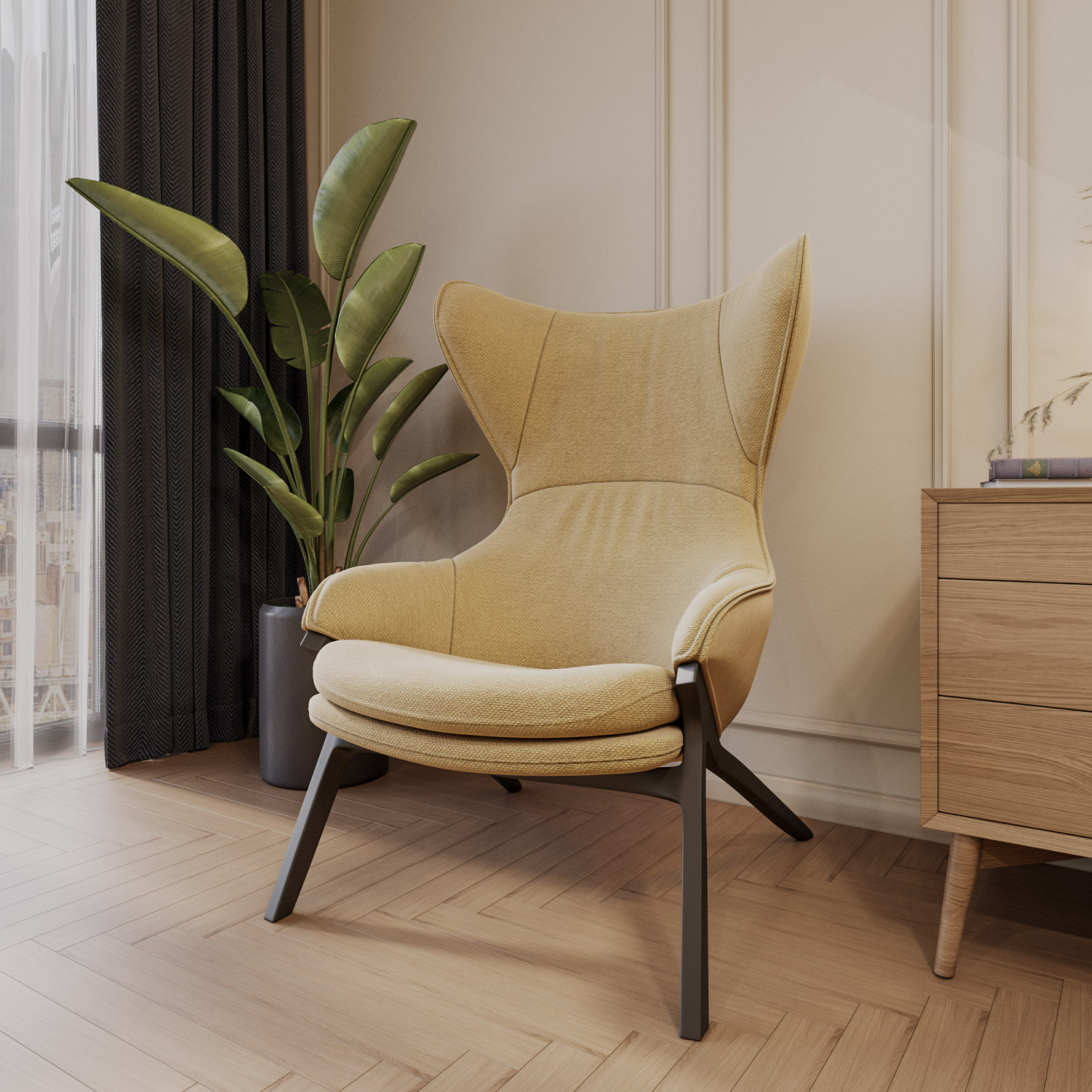 Визуализация кресла Cassina в интерьере