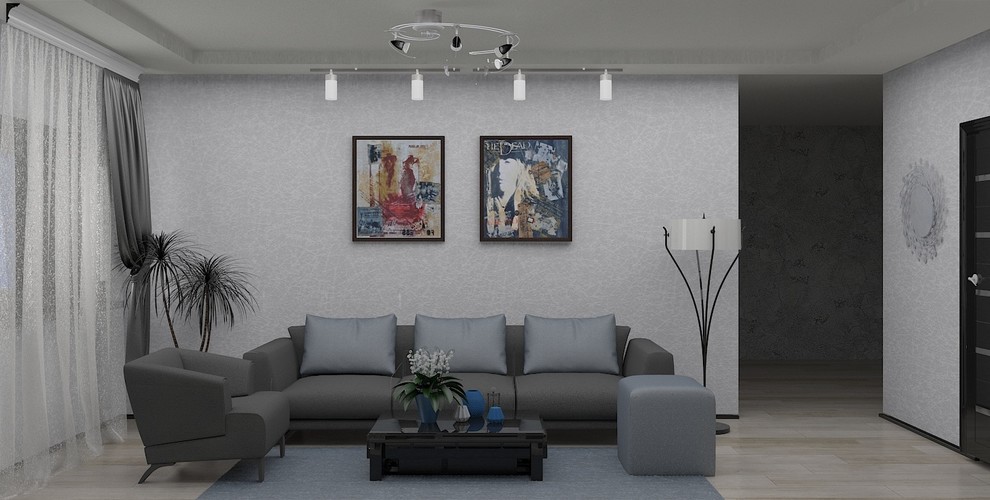 гостиная в 3-комнатной квартире