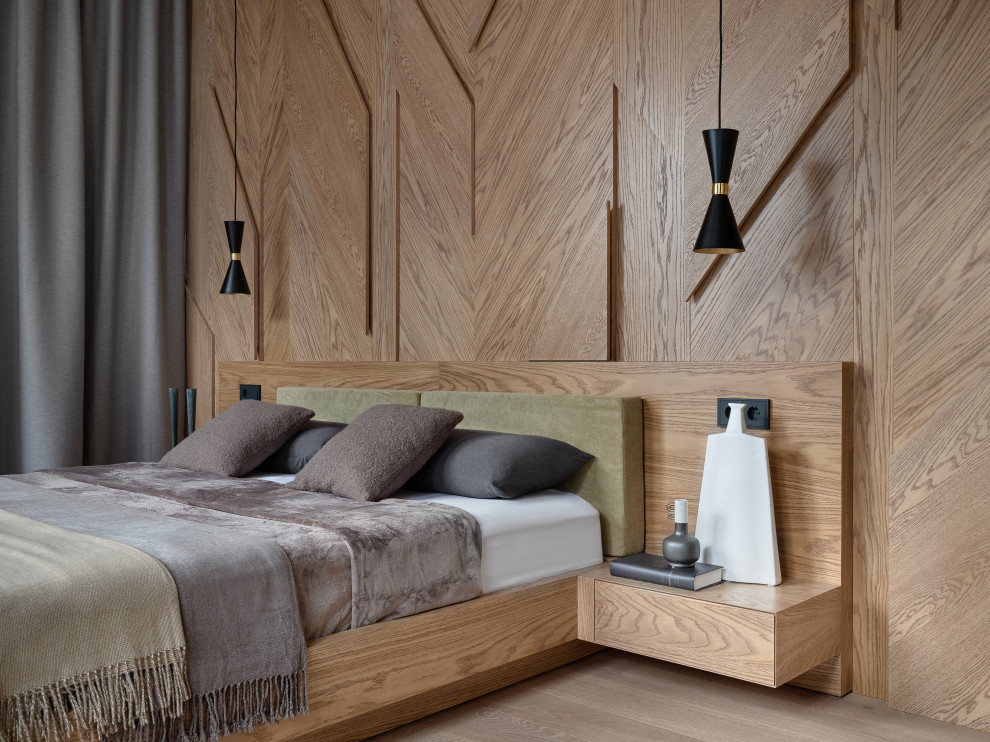 Монохром с деревянными акцентами.Дизайн Анастасия Волчкова.Публикация Elle Decor