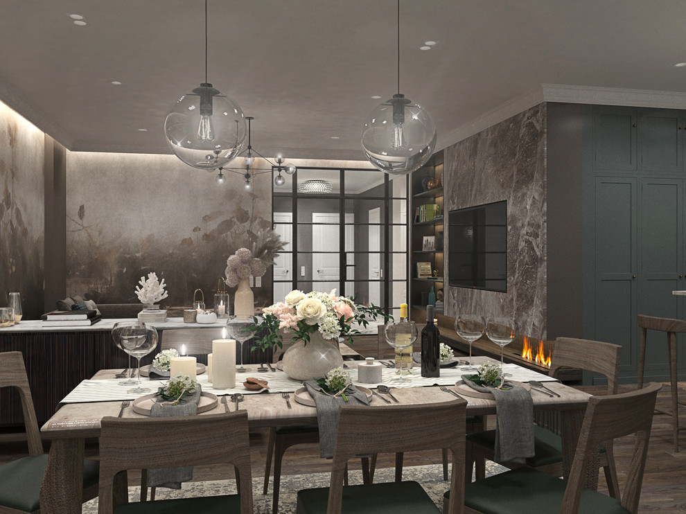 Гостиная, кухня и полноценная столовая в одном помещении