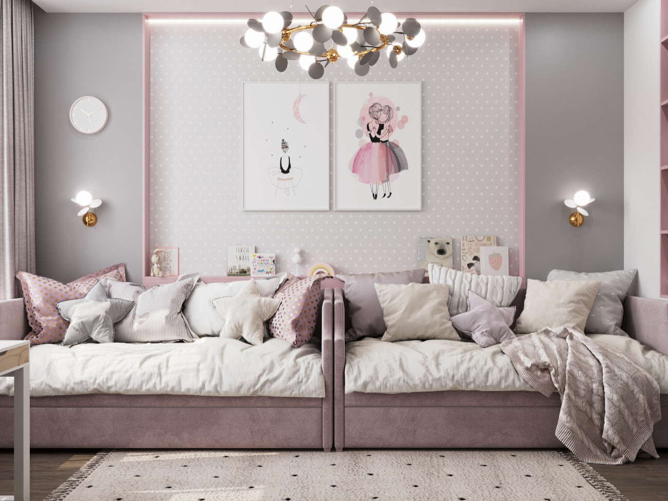 Обложка проекта: Комната для двух сестер в Москве ЖК "Скандинавия"