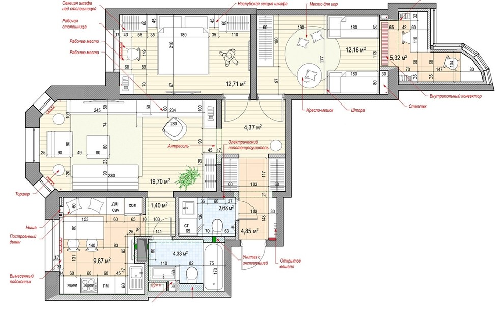 Трехкомнатная квартира серии П-3М, м. Академическая
