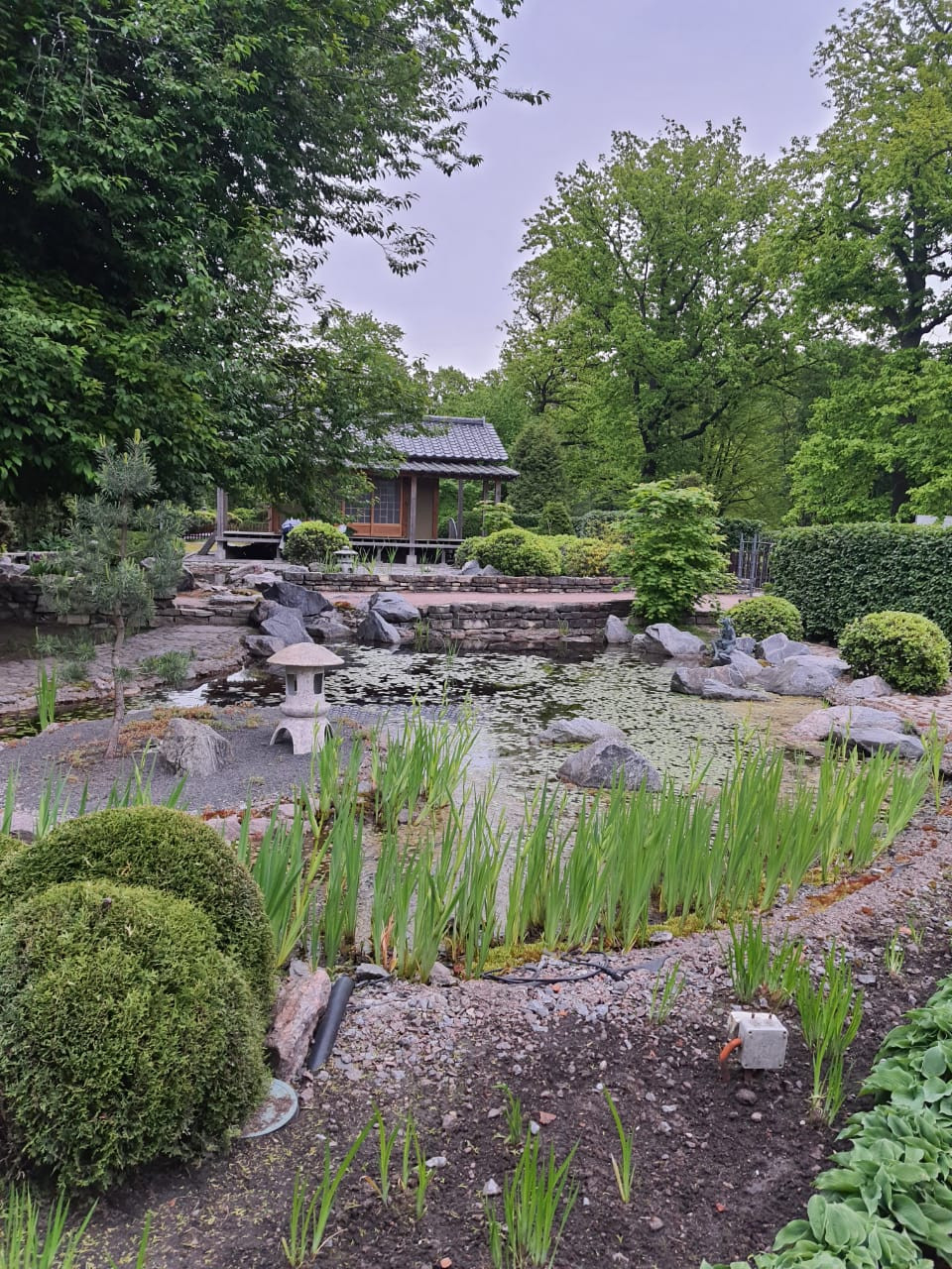 Декоративный фонтан в японском стиле в Ботаническом саду Петербурга