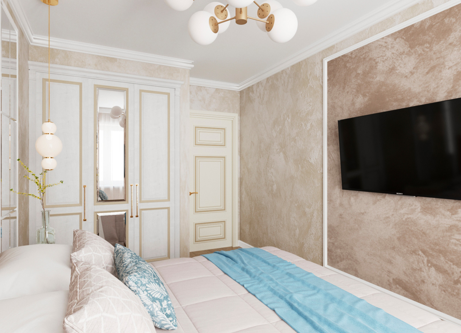 Интерьер спальни с нотками классики