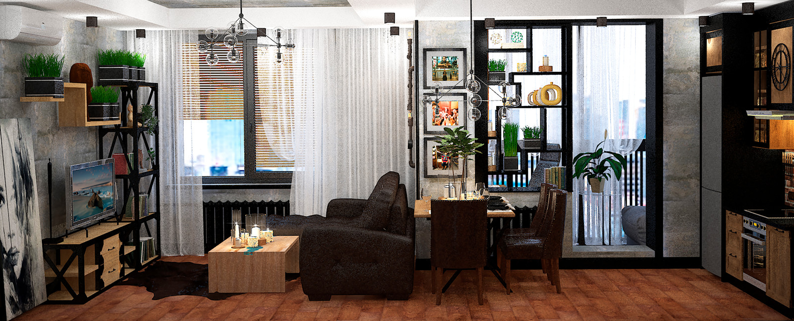 Малогабаритная квартира в стиле лофт