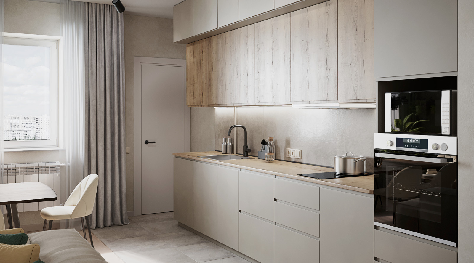 Проект квартиры "Ecoline", кухня-гостиная