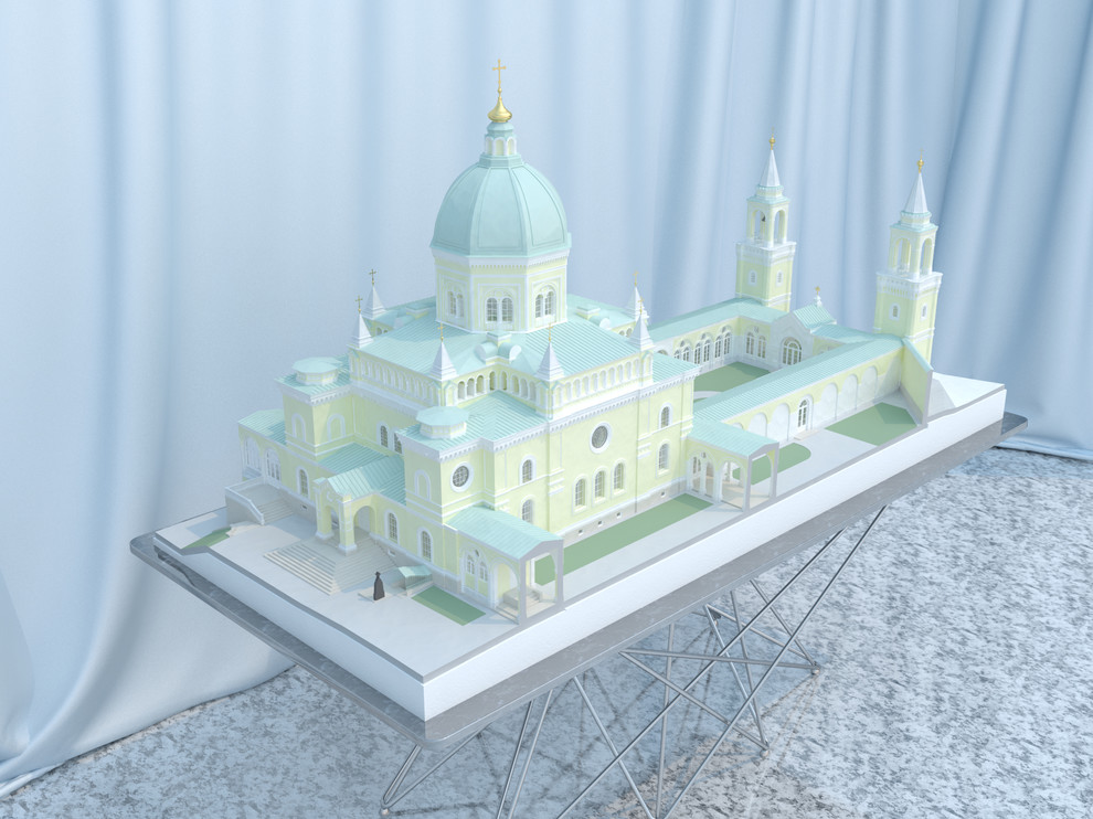Эскиз макета собора Ивановского монастыря