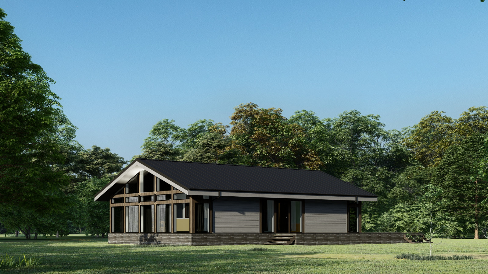 Фахверковый дом с панорамными окнами