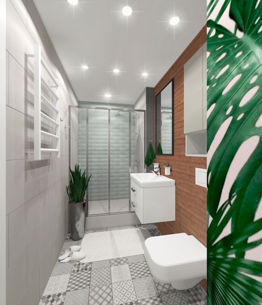 Санузел с флористическим принтом