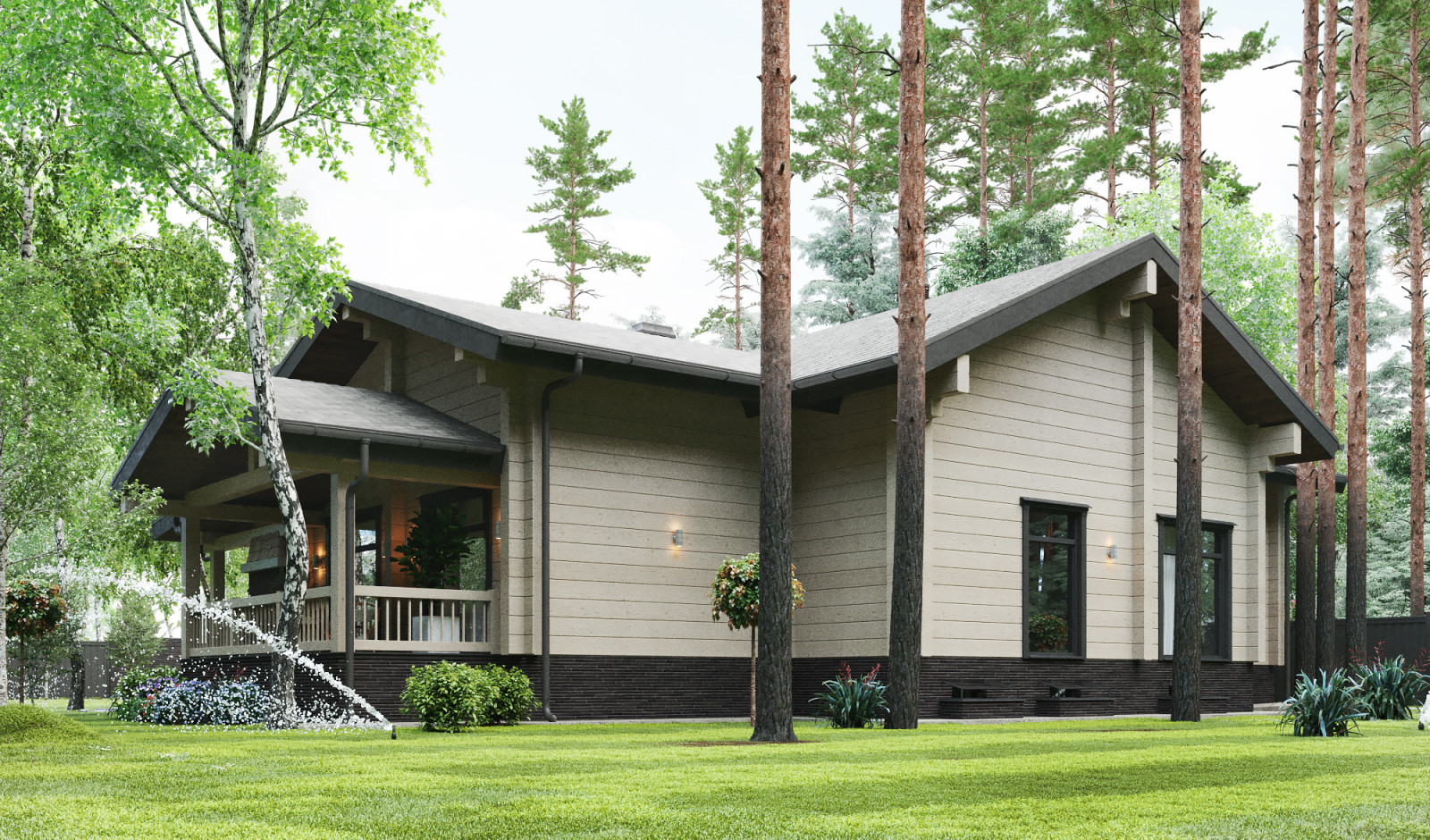 Дом из клееного бруса в лесу