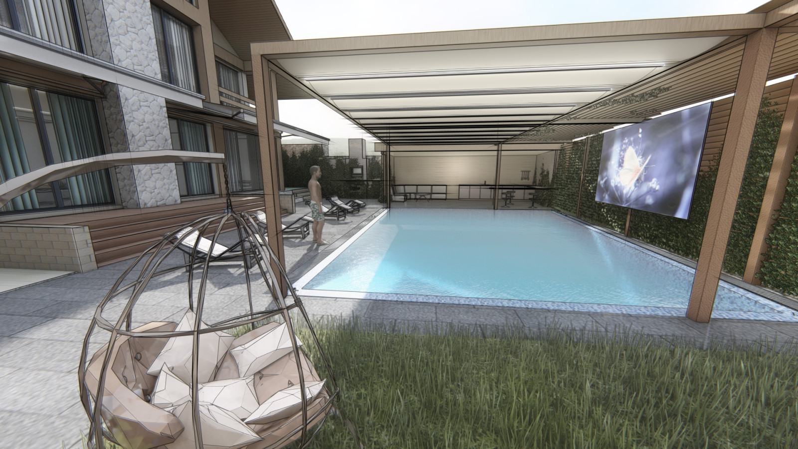 Планировки существующего коттеджа и планировка территории