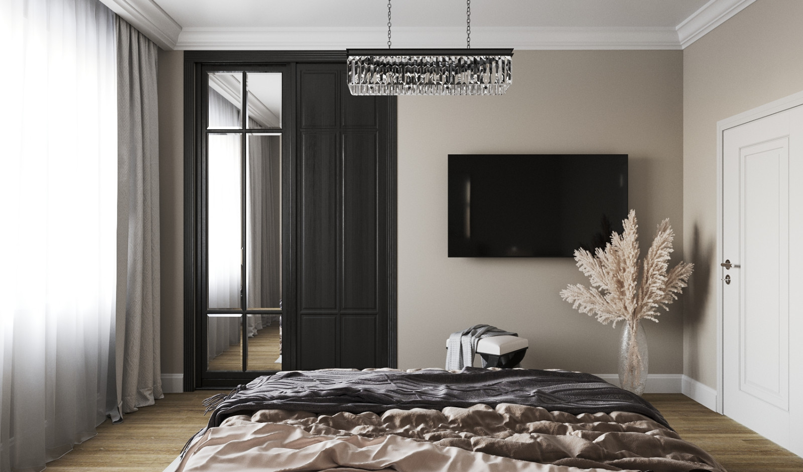 Спальня в бежевых тонах