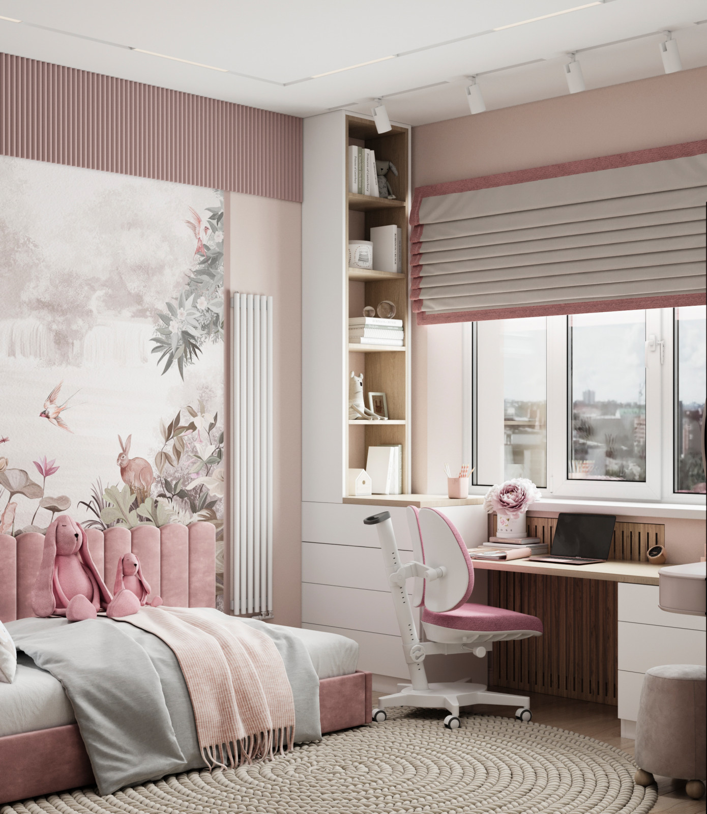 Детская с лестницей для девочки