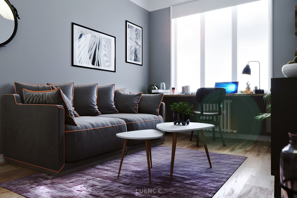 Дизайн-проект гостиной-спальни в скандинавском стиле.