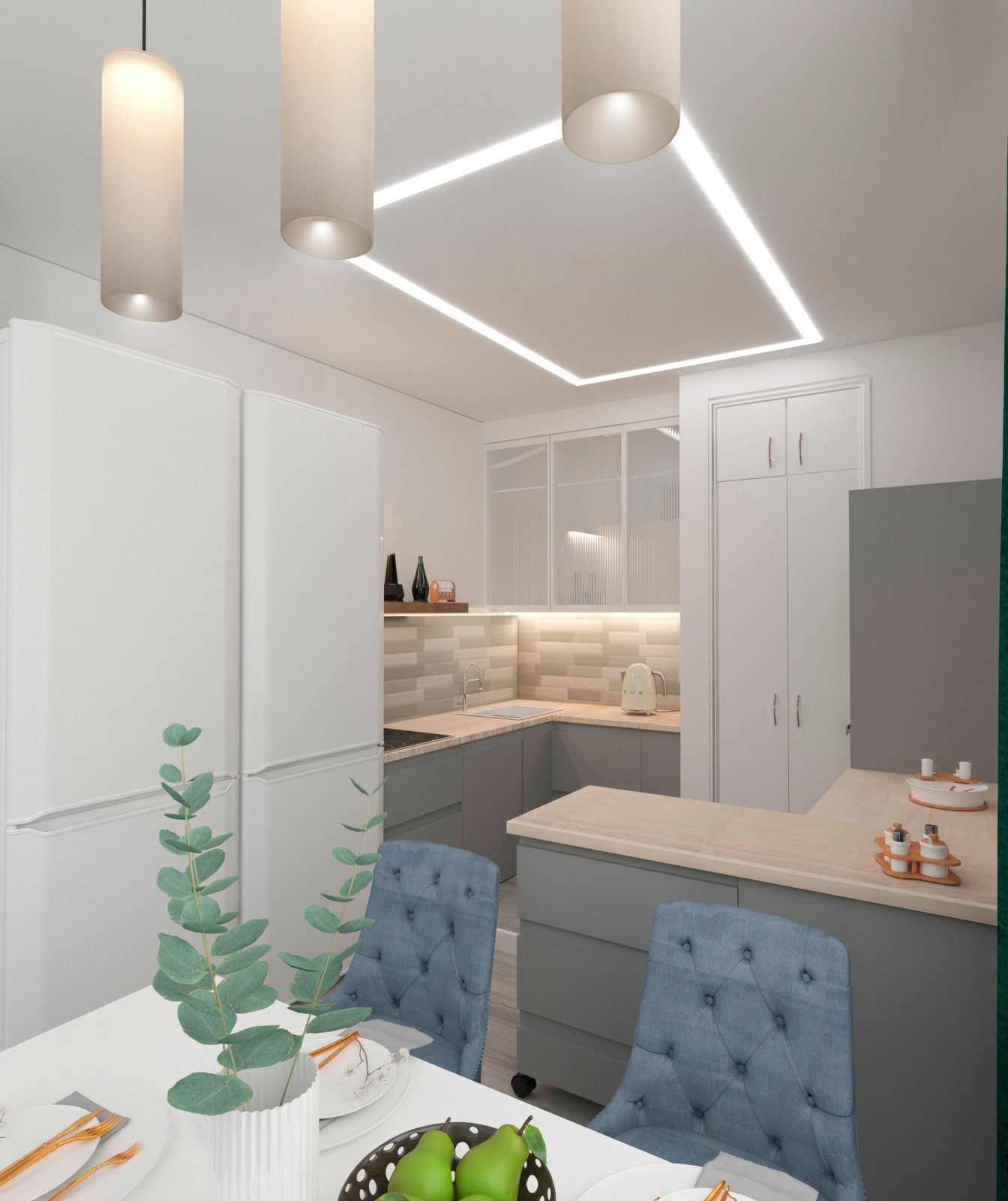 Обложка проекта: Трехкомнатная монохромная квартира для семьи с двумя дочками.