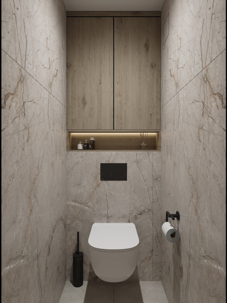 Дизайн санузла в теплых тонах