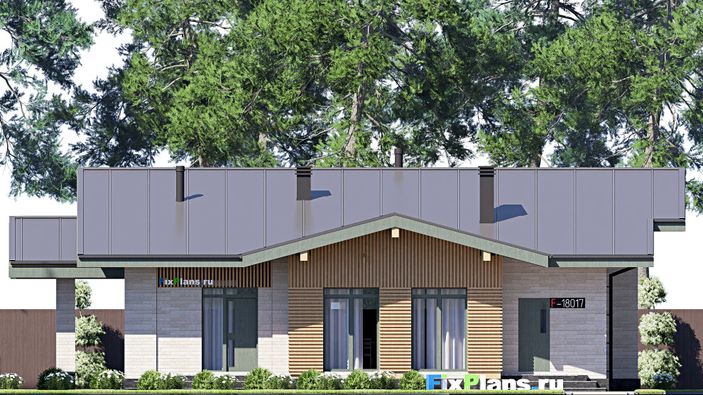 Проект одноэтажного дома 16х17м S156м2 F-18017