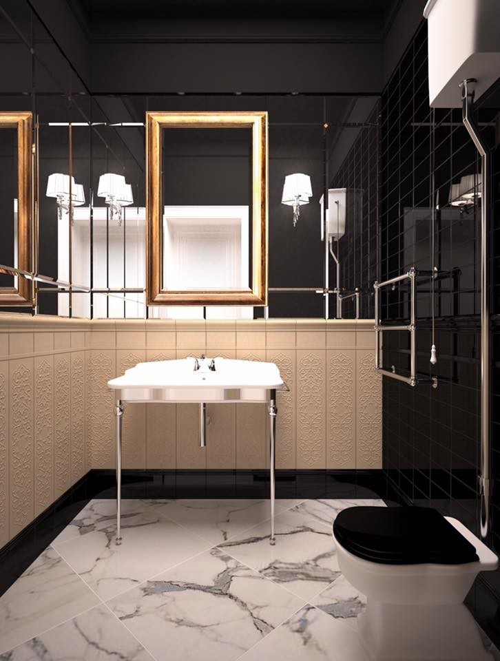 Обложка проекта: Желто-черная ванная в стиле арт-деко