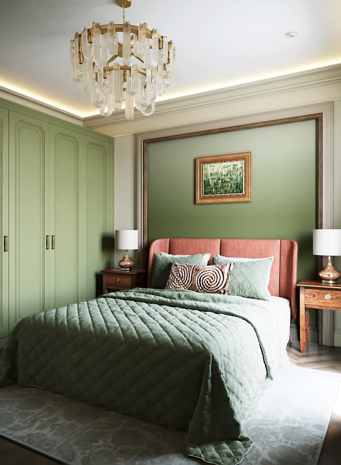 Кораллово-оливковый микс